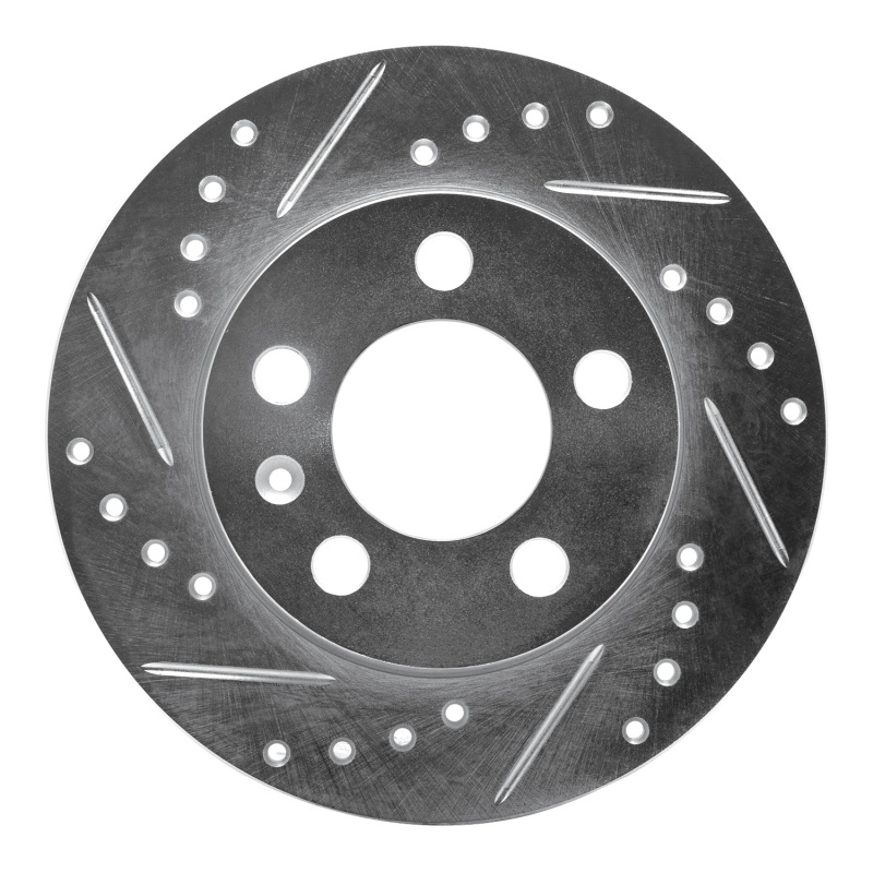 Audi TT Quattro Brake Rotor (1) - Rear Left - R1 Concepts - Drilled & Slotted - Silver - `01-`06